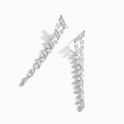 Fifth Avenue Long Drop Diamond Earrings Marli New York White Diamond