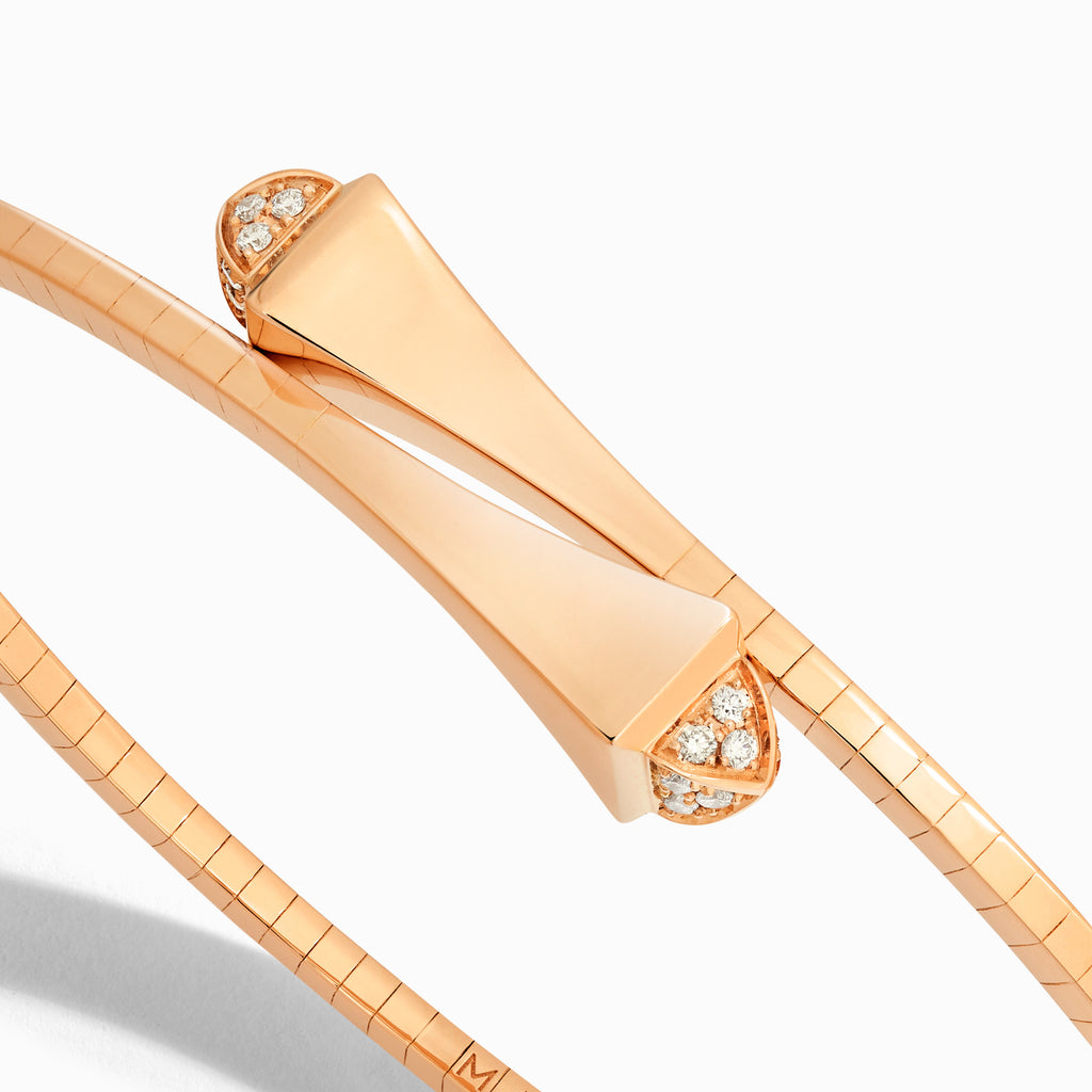 Cleo Gold Slim Slip-On Bracelet with Diamond Pyramids Marli New York