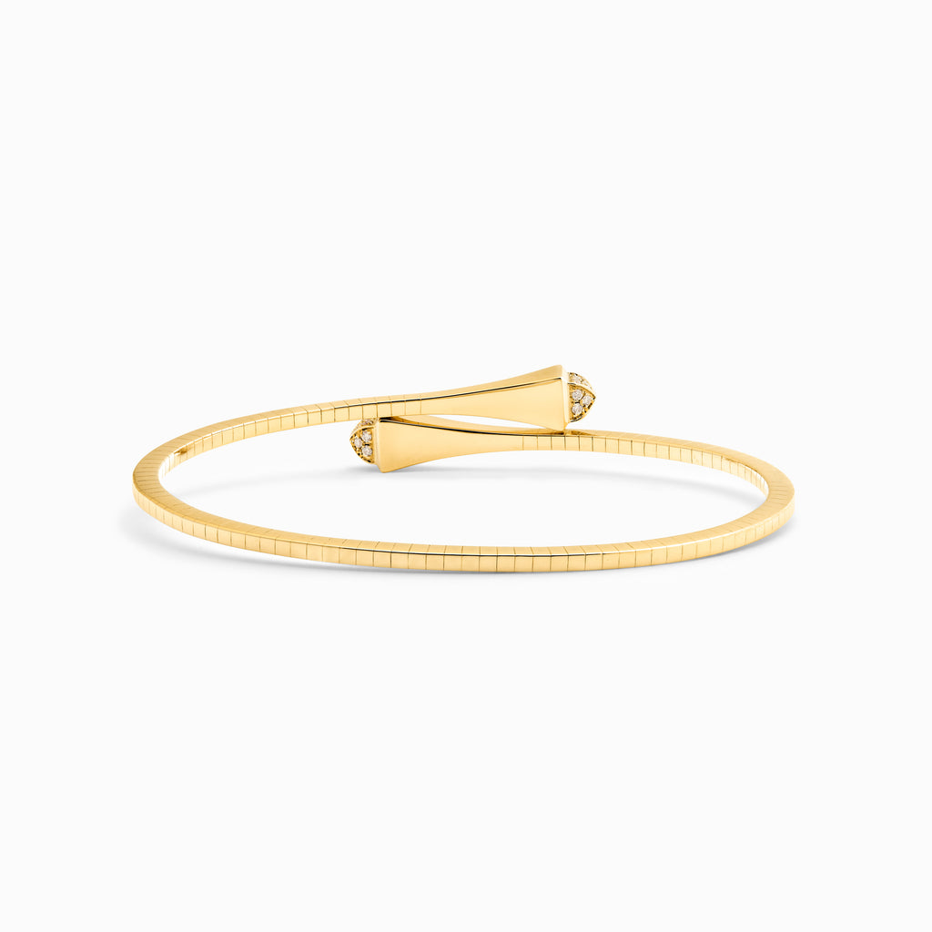 Cleo Gold Slim Slip-On Bracelet with Diamond Pyramids Marli New York