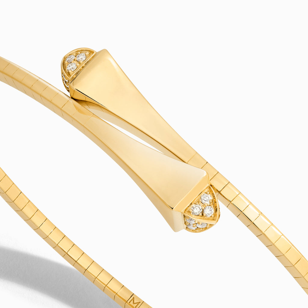 Cleo Gold Slim Slip-On Bracelet with Diamond Pyramids Marli New York