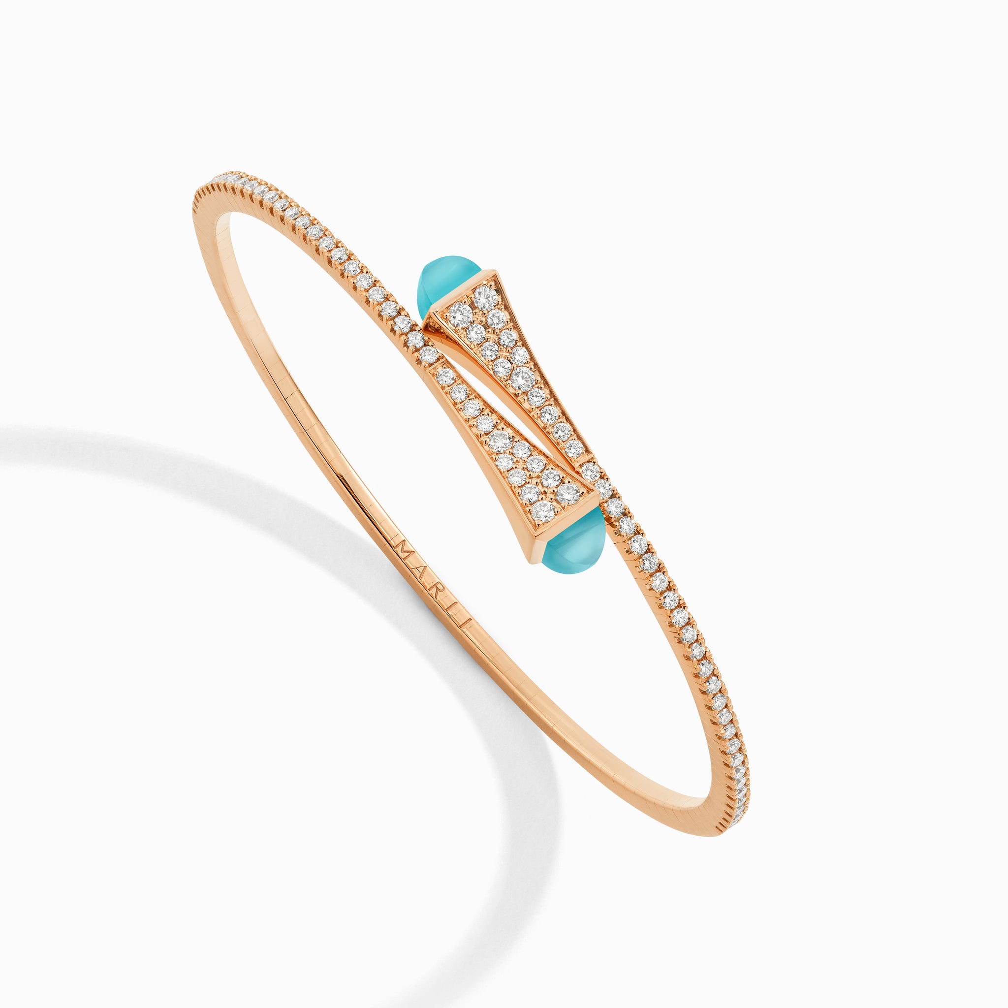 Cleo Diamond Slim Slip On Bracelet Rose Gold Rose White Agate L