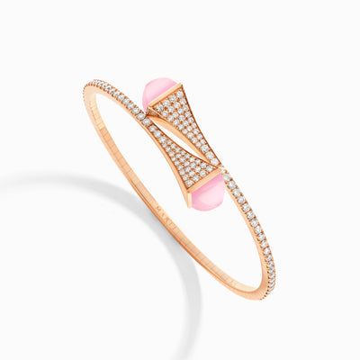 Cleo Diamond Slip-On Bracelet Marli New York Rose Pink Quartzite XXXS