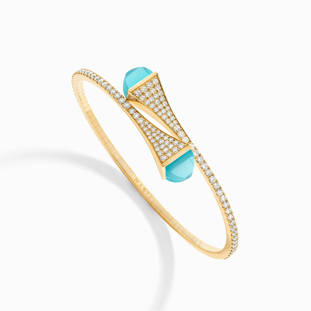 Cleo Diamond Slip-On Bracelet Marli New York Yellow Sea Blue Chalcedony XXXS