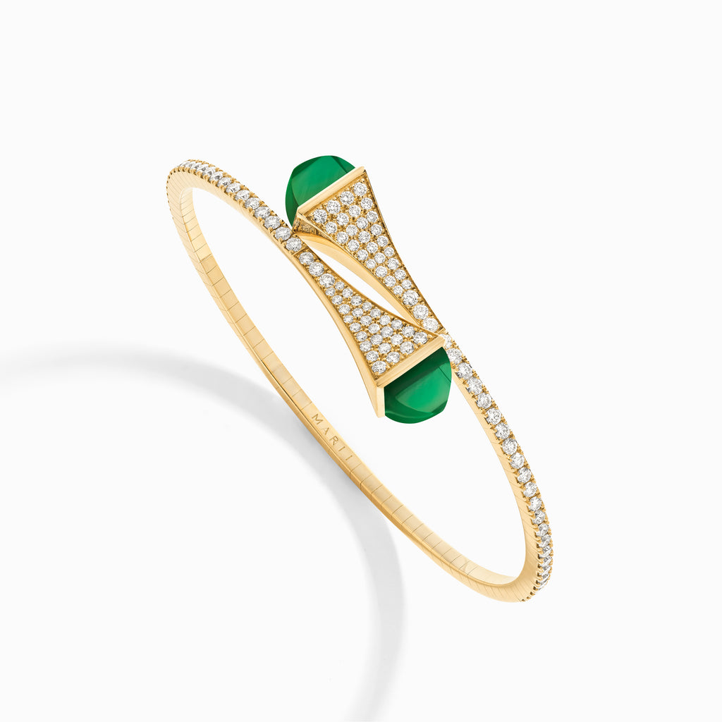 Cleo Diamond Slip-On Bracelet Marli New York Yellow Green Agate XXXS