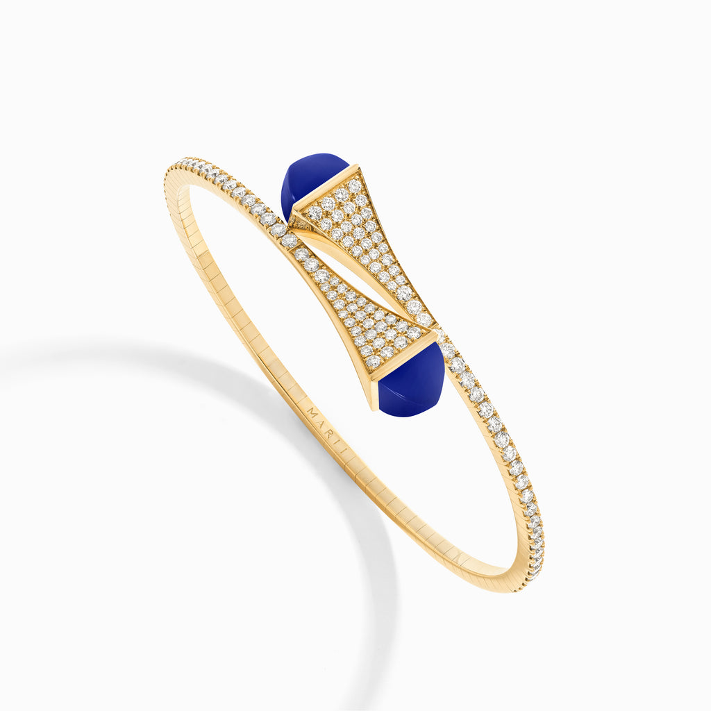 Cleo Diamond Slip-On Bracelet Marli New York Yellow Lapis Lazuli XXXS