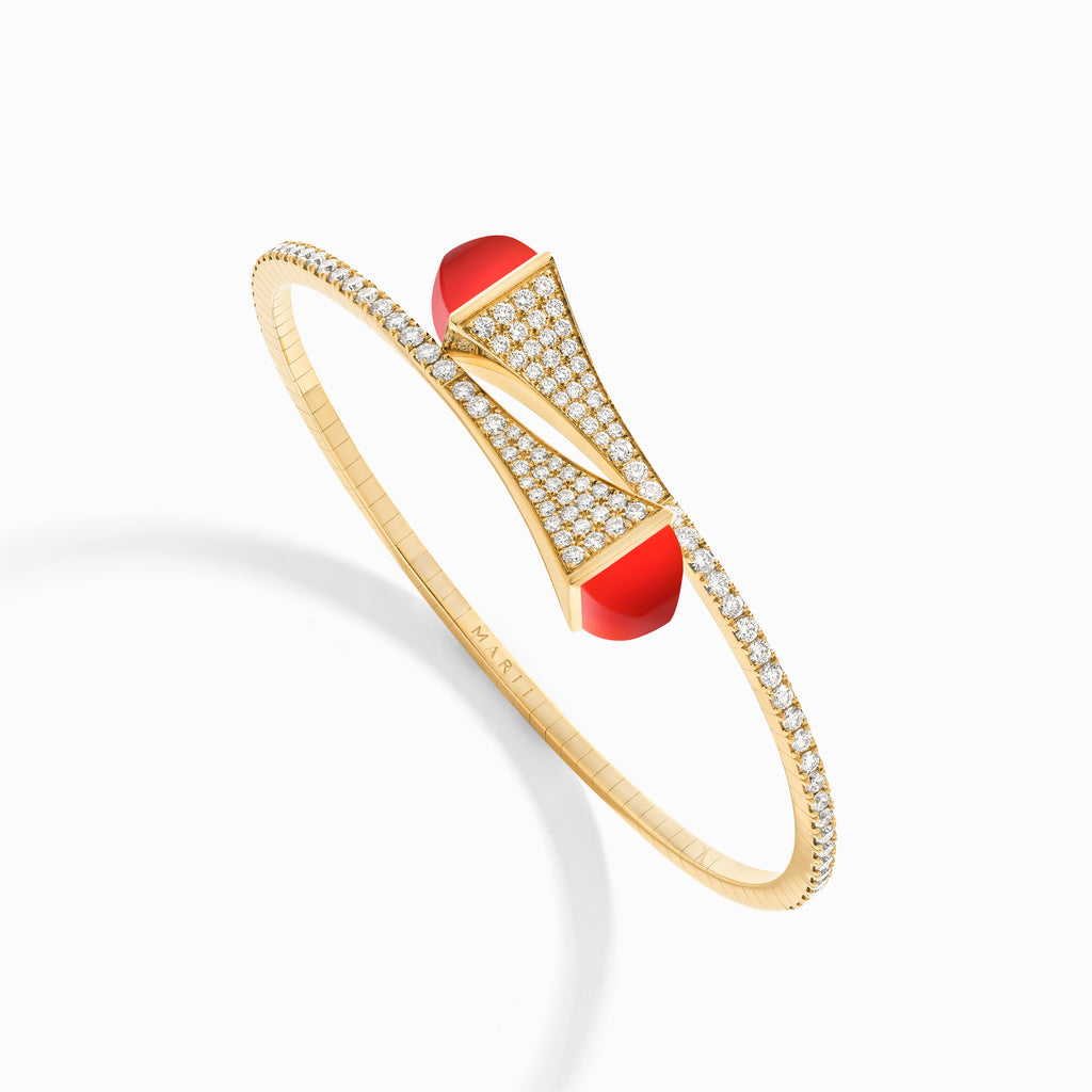 Cleo Diamond Slip-On Bracelet Marli New York Yellow Red Agate XXXS