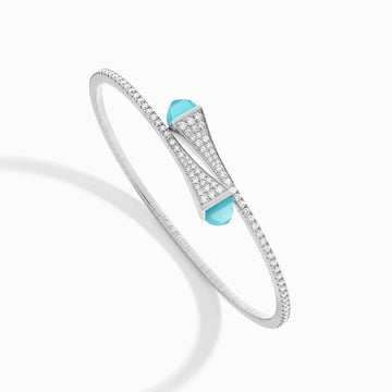 Cleo Diamond Midi Slip-On Bracelet Marli New York White Sea Blue Chalcedony XXS