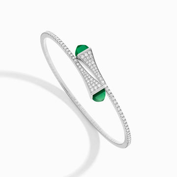 Cleo Diamond Midi Slip-On Bracelet Marli New York White Green Agate XXS