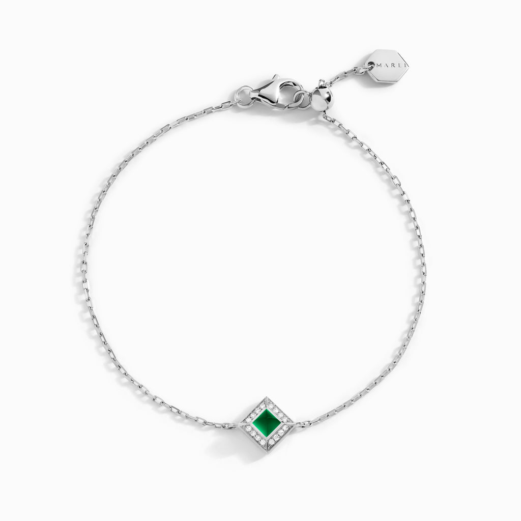 Cleo Lotus Pavé Chain Bracelet Marli New York White Green Agate 