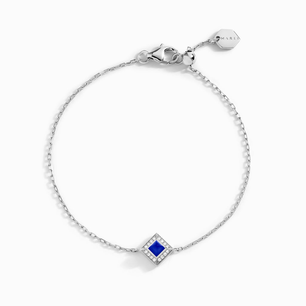 Cleo Lotus Pavé Chain Bracelet Marli New York White Lapis Lazuli 