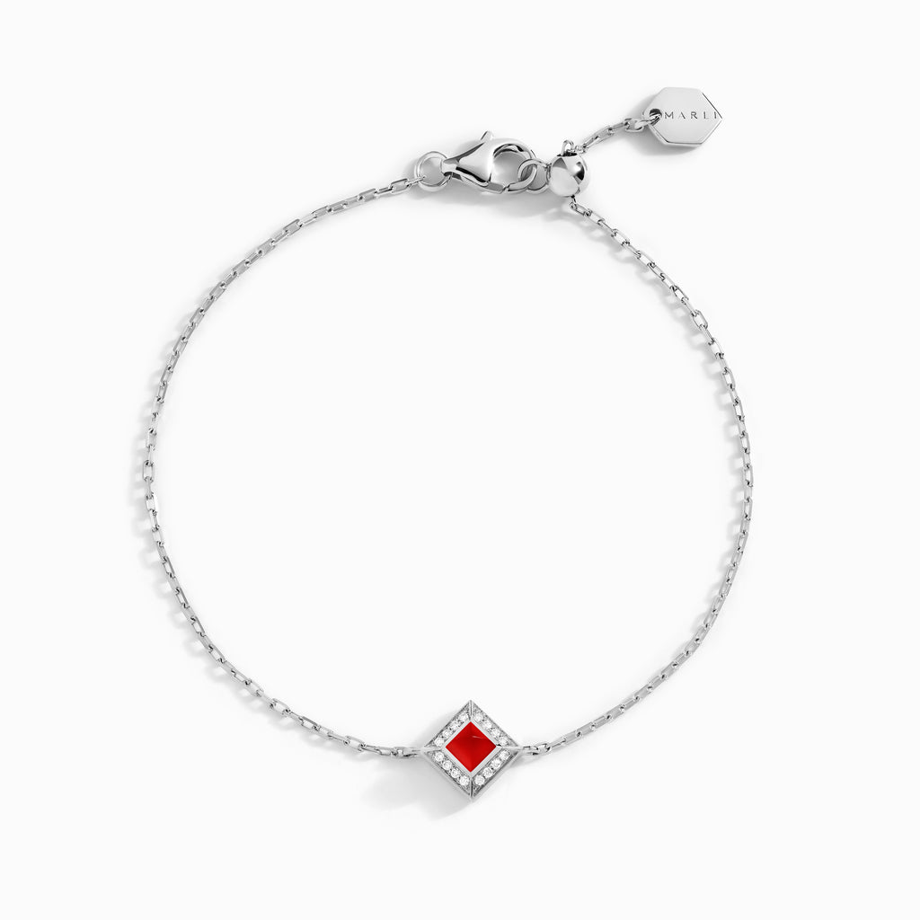 Cleo Lotus Pavé Chain Bracelet Marli New York White Red Coral 