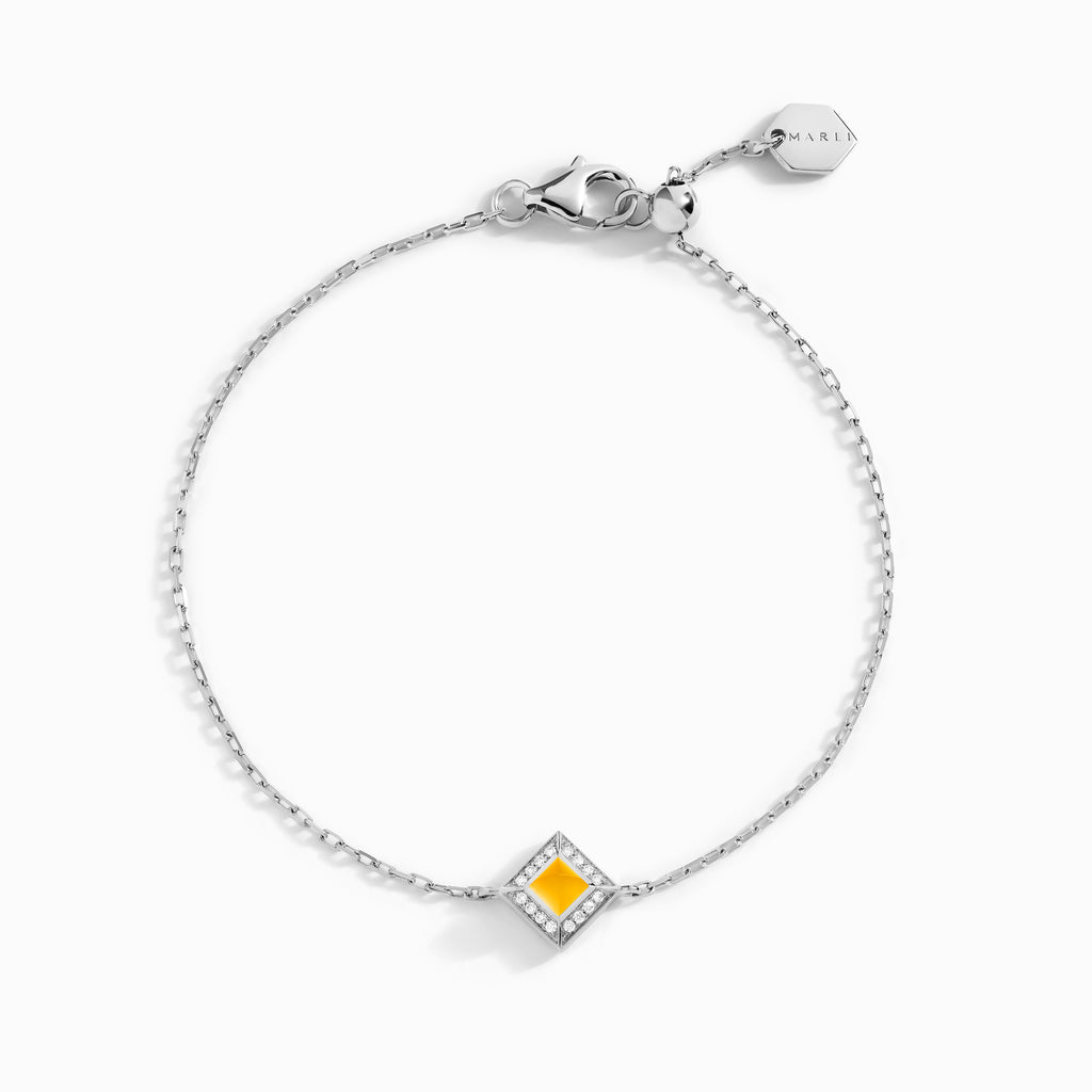 Cleo Lotus Pavé Chain Bracelet Marli New York White Yellow Quartzite 
