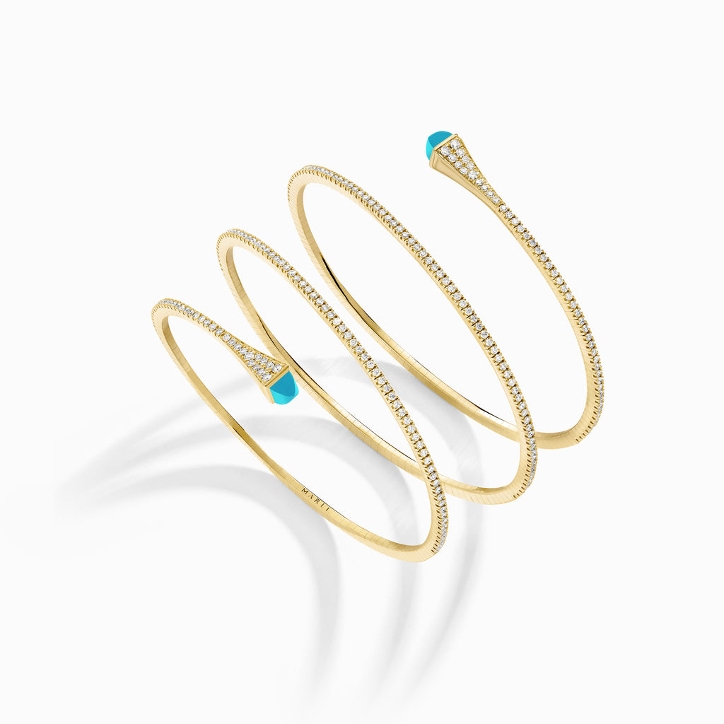 Cleo Diamond Twist Bracelet Marli New York Yellow Turquoise XXXS