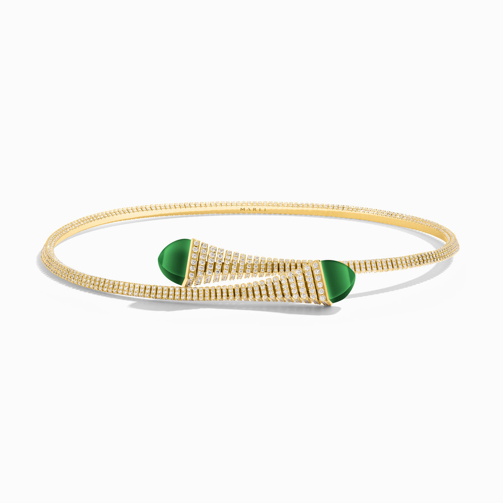 Cleo Rev Diamond Slip-On Necklace Marli New York Yellow Green Agate XS