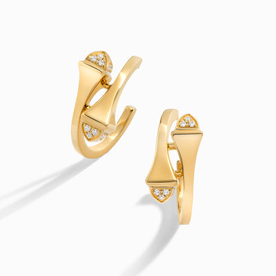 Cleo Gold Open Hoop Earrings with Diamond Pyramids Marli New York Yellow