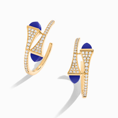 Cleo Diamond Small Hoop Earrings Marli New York Yellow Lapis Lazuli 