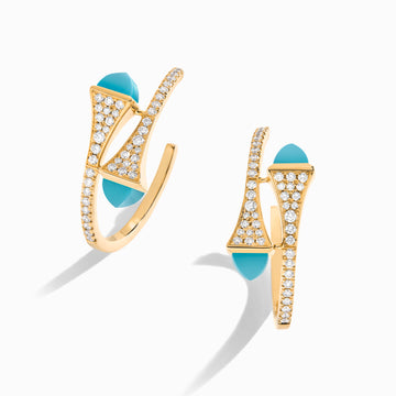 Cleo Diamond Small Hoop Earrings Marli New York Yellow Turquoise 