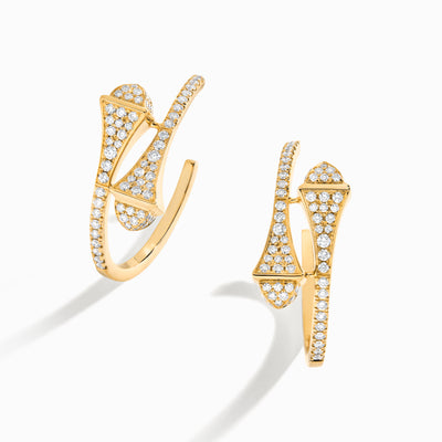 Cleo Full Diamond Small Hoop Earrings Marli New York Yellow Diamond 