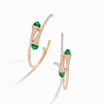 Cleo Diamond Midi Hoop Earrings Marli New York Rose Green Agate 