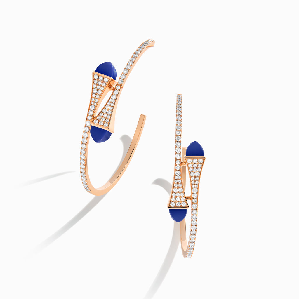 Cleo Diamond Midi Hoop Earrings Marli New York Rose Lapis Lazuli 