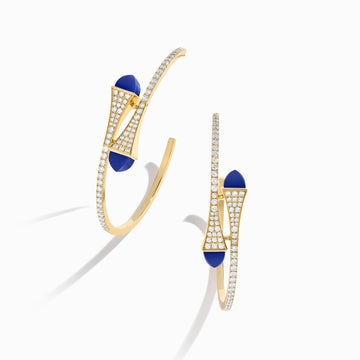 Cleo Diamond Midi Hoop Earrings Marli New York Yellow Lapis Lazuli 