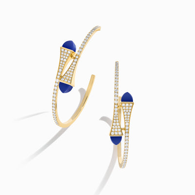 Cleo Diamond Midi Hoop Earrings Marli New York Yellow Lapis Lazuli 