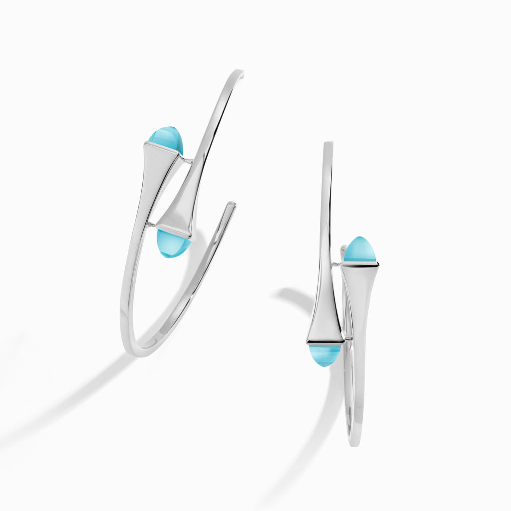 Cleo Gold Midi Hoop Earrings Marli New York White Sea Blue Chalcedony 