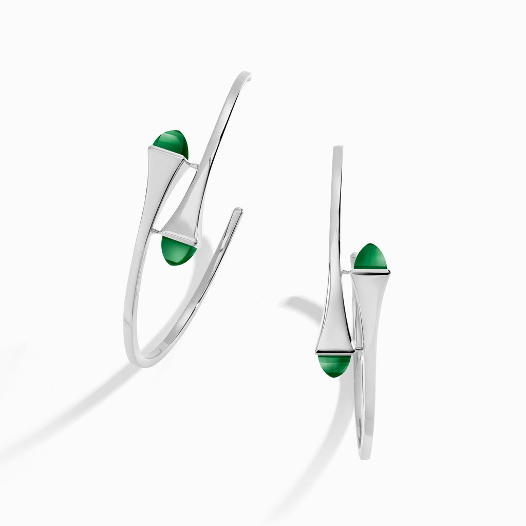 Cleo Gold Midi Hoop Earrings Marli New York White Green Agate 