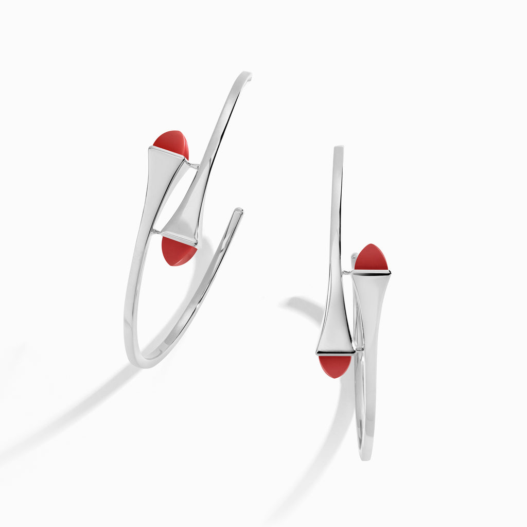 Cleo Gold Midi Hoop Earrings Marli New York White Red Coral 