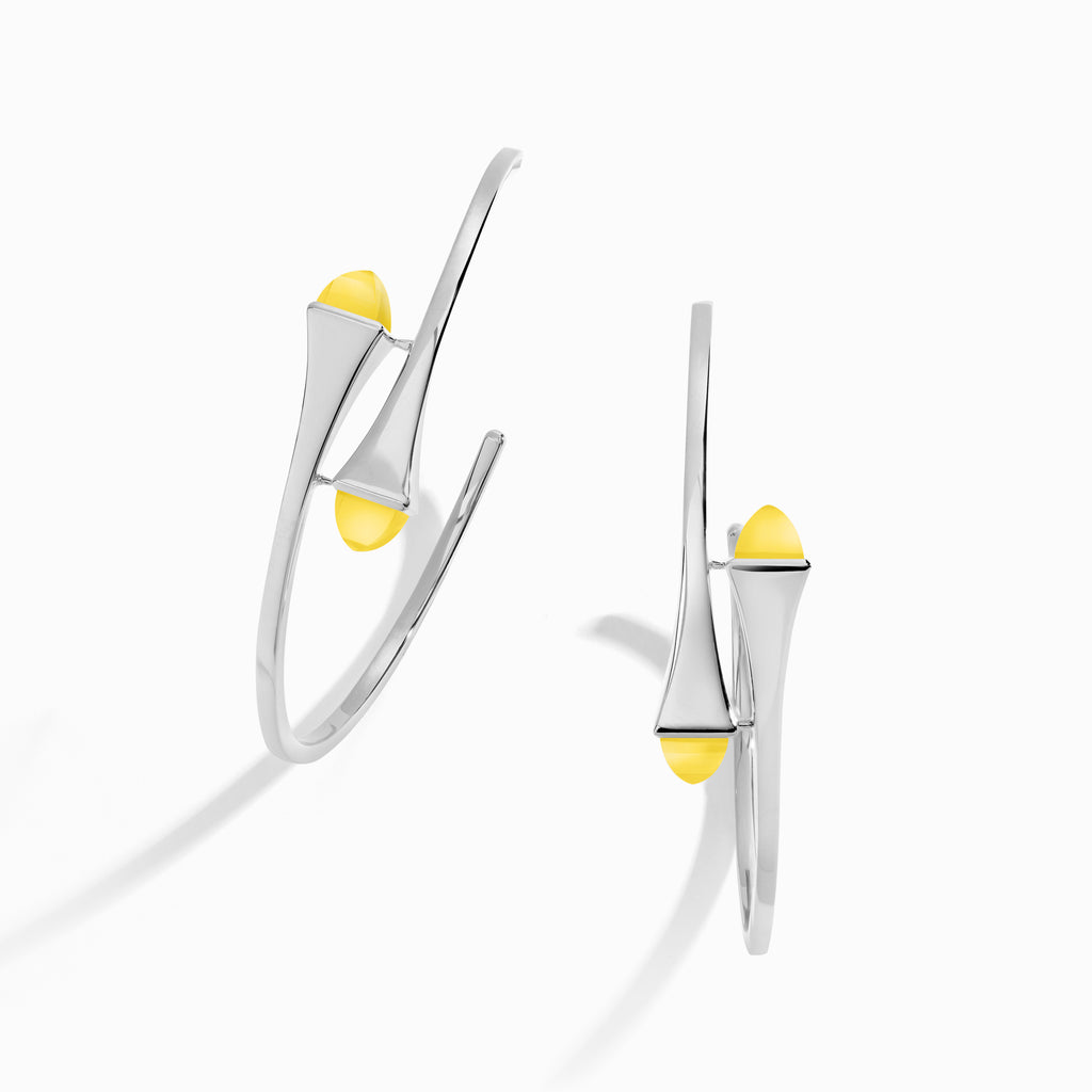 Cleo Gold Midi Hoop Earrings Marli New York White Yellow Quartzite 