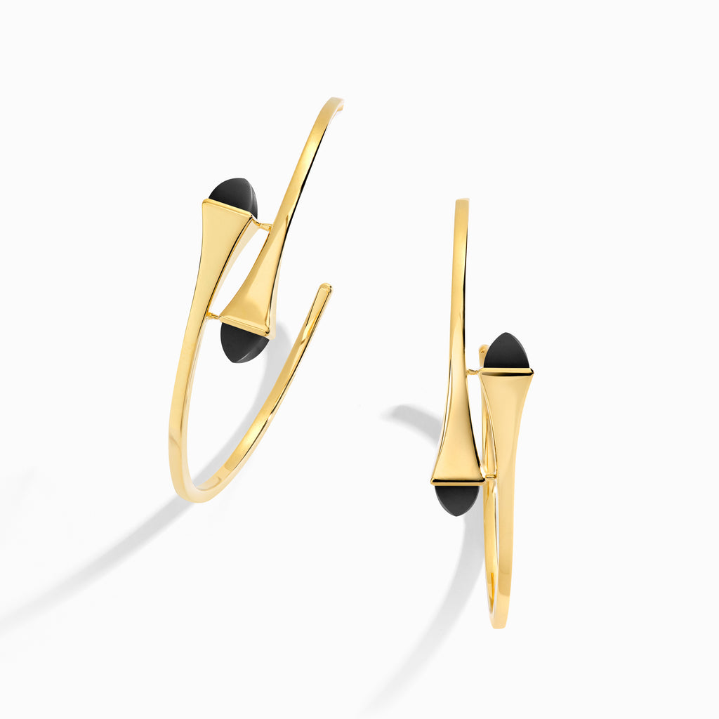 Cleo Gold Midi Hoop Earrings Marli New York Yellow Black Onyx 