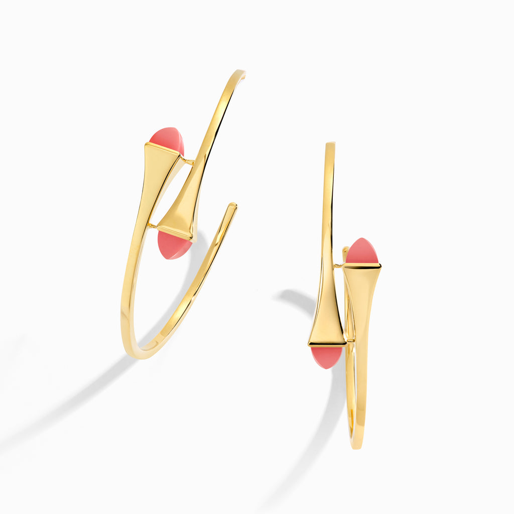 Cleo Gold Midi Hoop Earrings Marli New York Yellow Pink Coral 