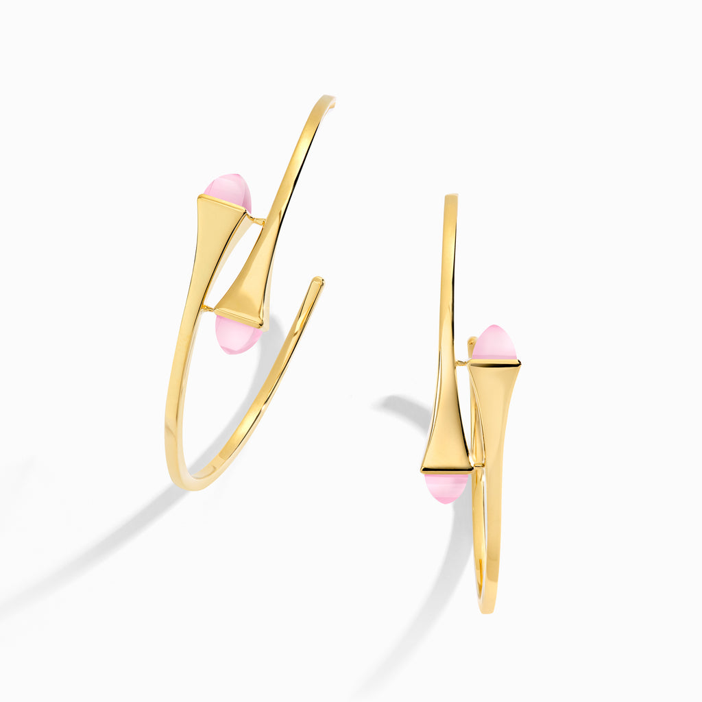 Cleo Gold Midi Hoop Earrings Marli New York Yellow Pink Quartzite 