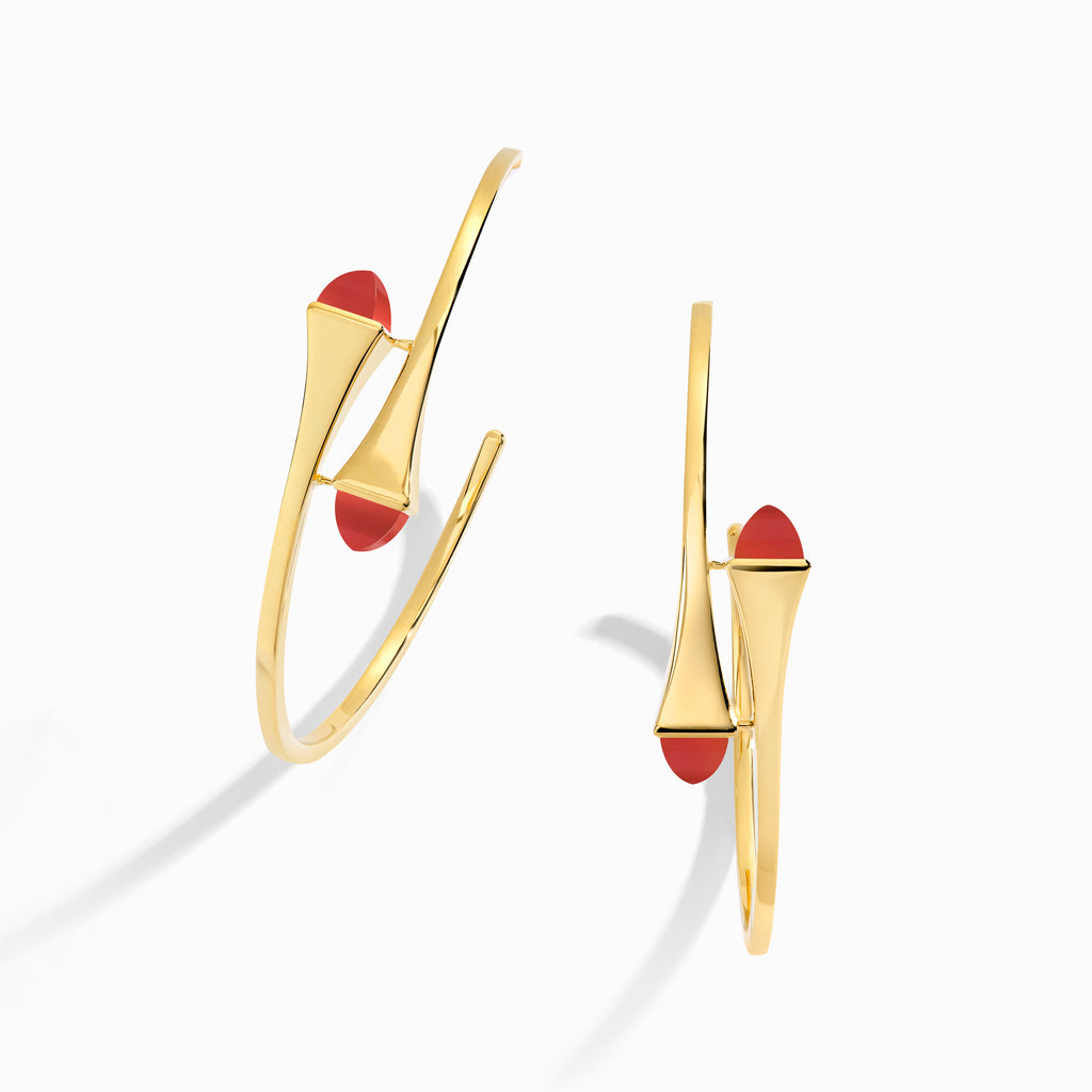 Cleo Gold Midi Hoop Earrings Marli New York Yellow Red Agate 