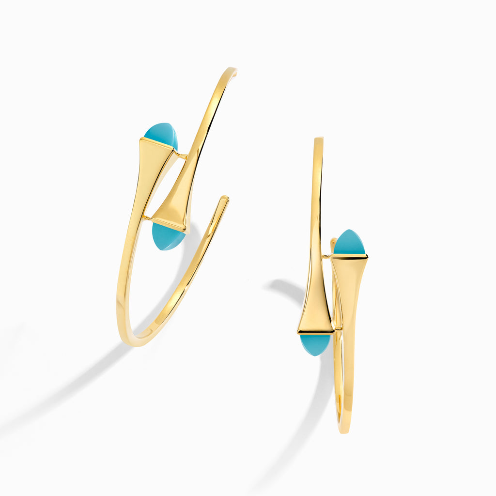 Cleo Gold Midi Hoop Earrings Marli New York Yellow Turquoise 