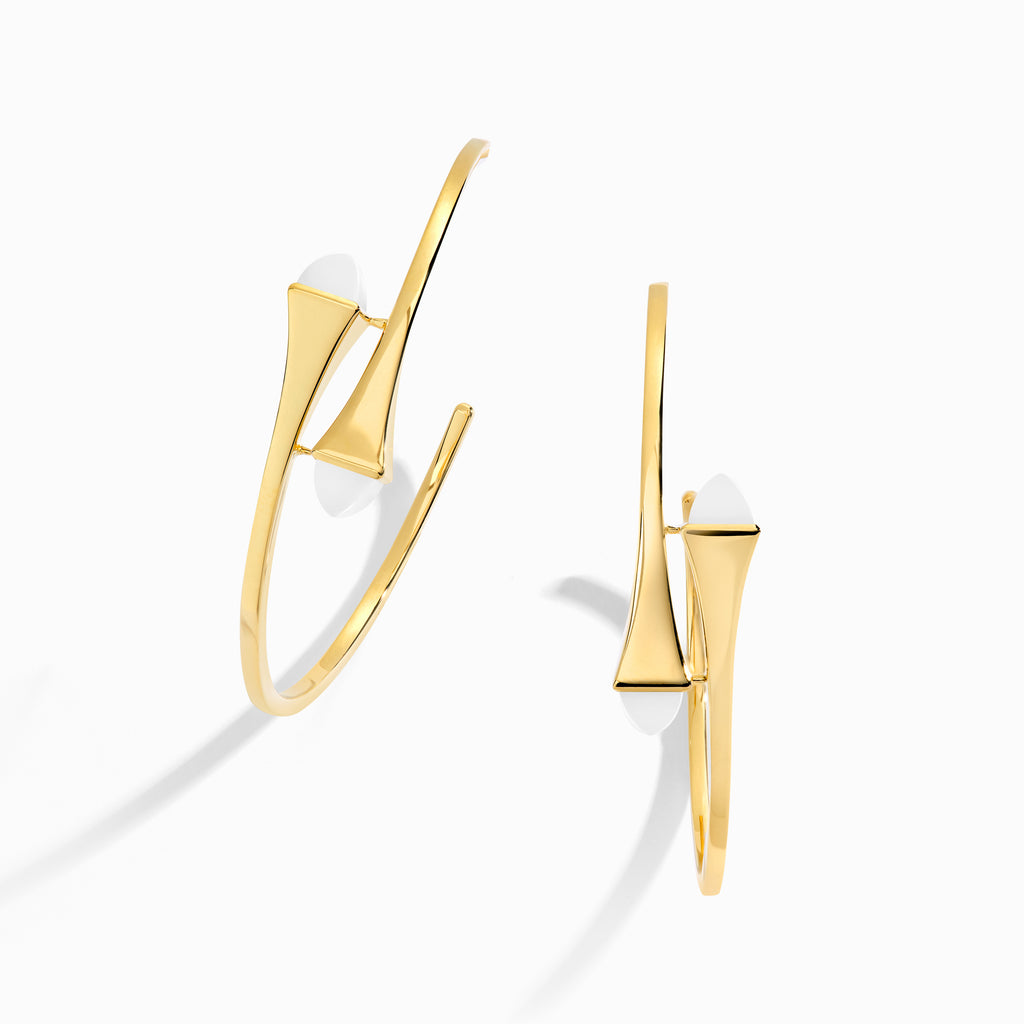 Cleo Gold Midi Hoop Earrings Marli New York Yellow White Agate 