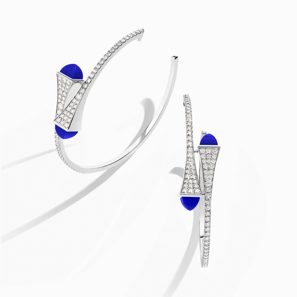 Cleo Diamond Large Hoop Earrings Marli New York White Lapis Lazuli 