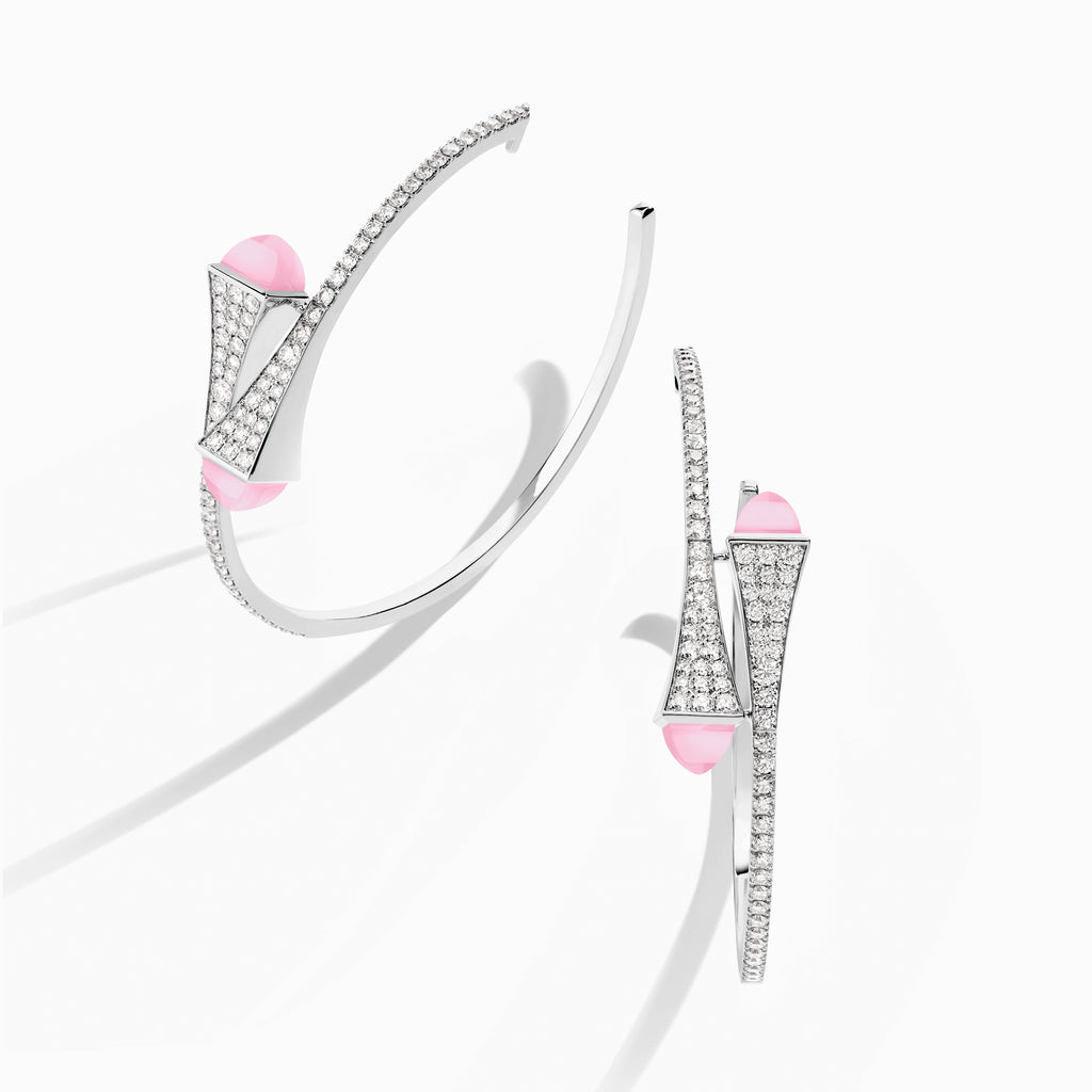 Cleo Diamond Large Hoop Earrings Marli New York White Pink Quartzite 