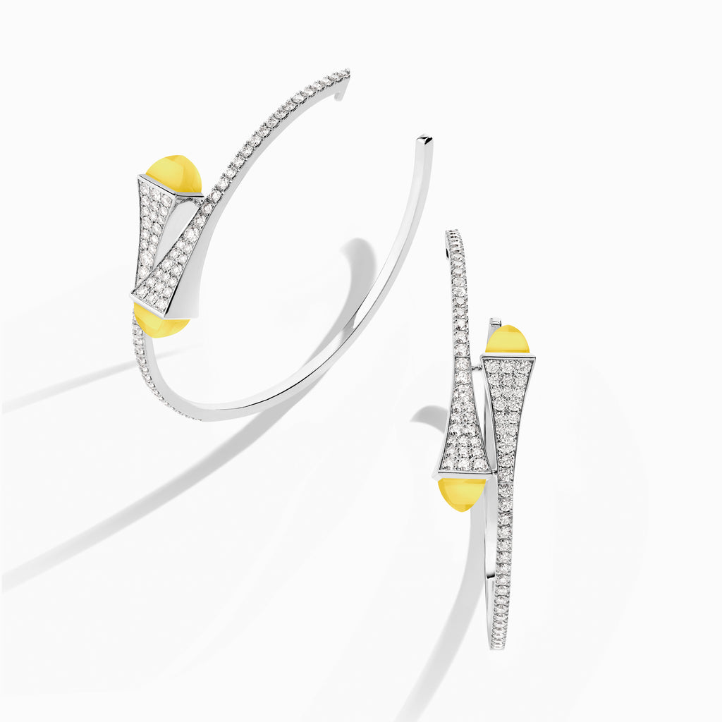 Cleo Diamond Large Hoop Earrings Marli New York White Yellow Quartzite 