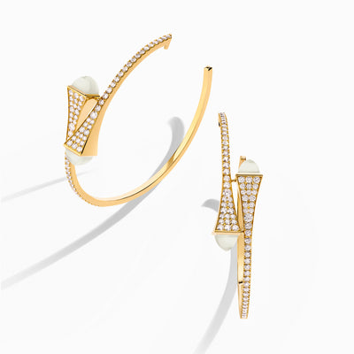 Cleo Diamond Large Hoop Earrings Marli New York Yellow White Moon Stone 