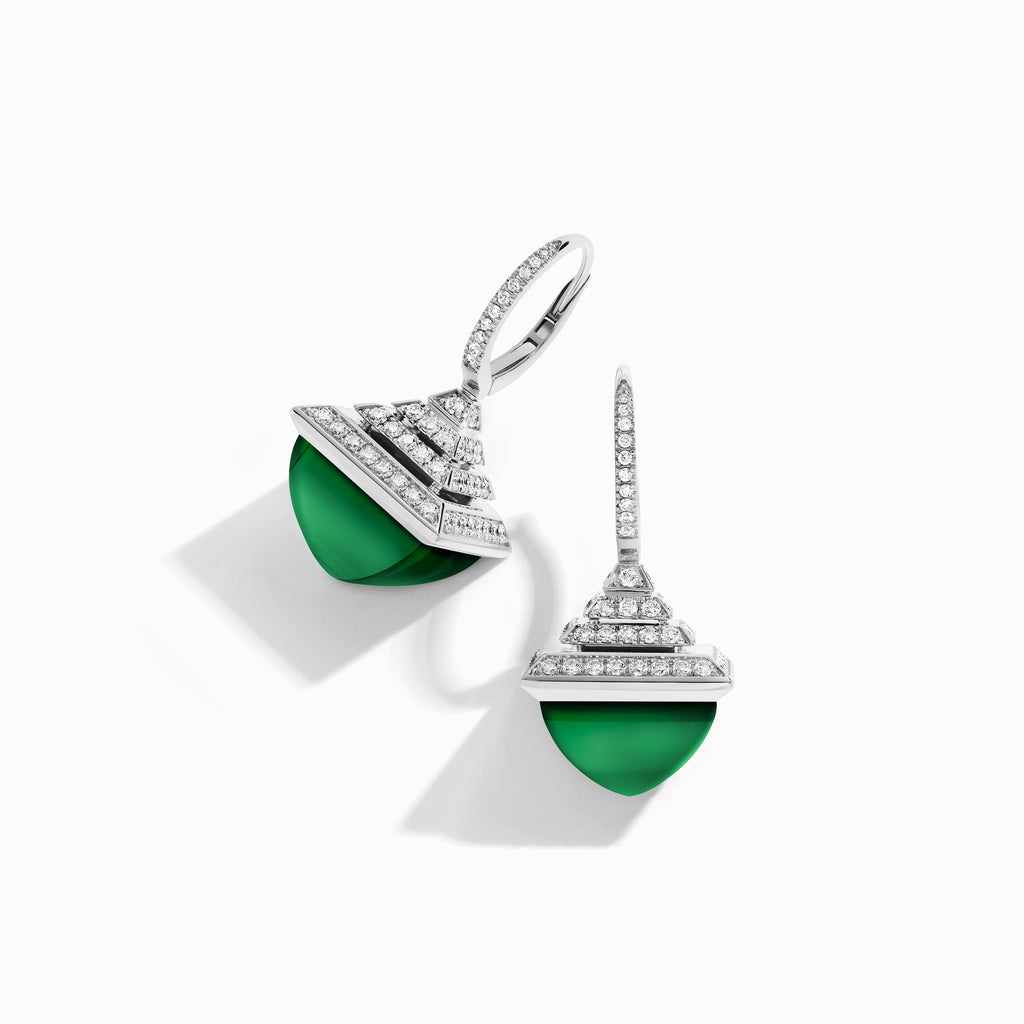 Cleo Rev Luxe Diamond Drop Earrings Marli New York White Green Agate 