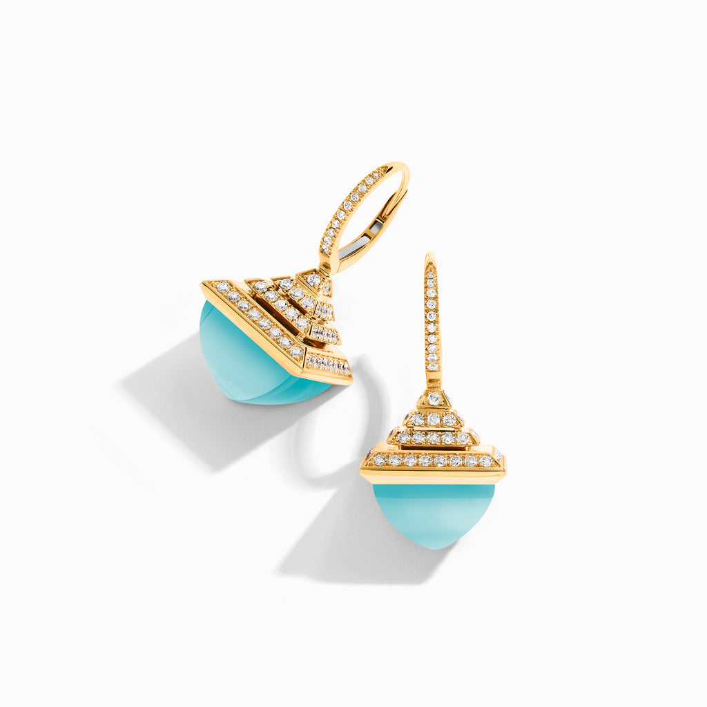 Cleo Rev Luxe Diamond Drop Earrings Marli New York Yellow Sea Blue Chalcedony 