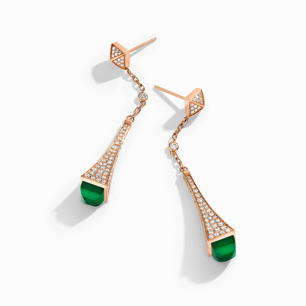 Cleo Diamond Teardrop Earrings Marli New York Rose Green Agate 