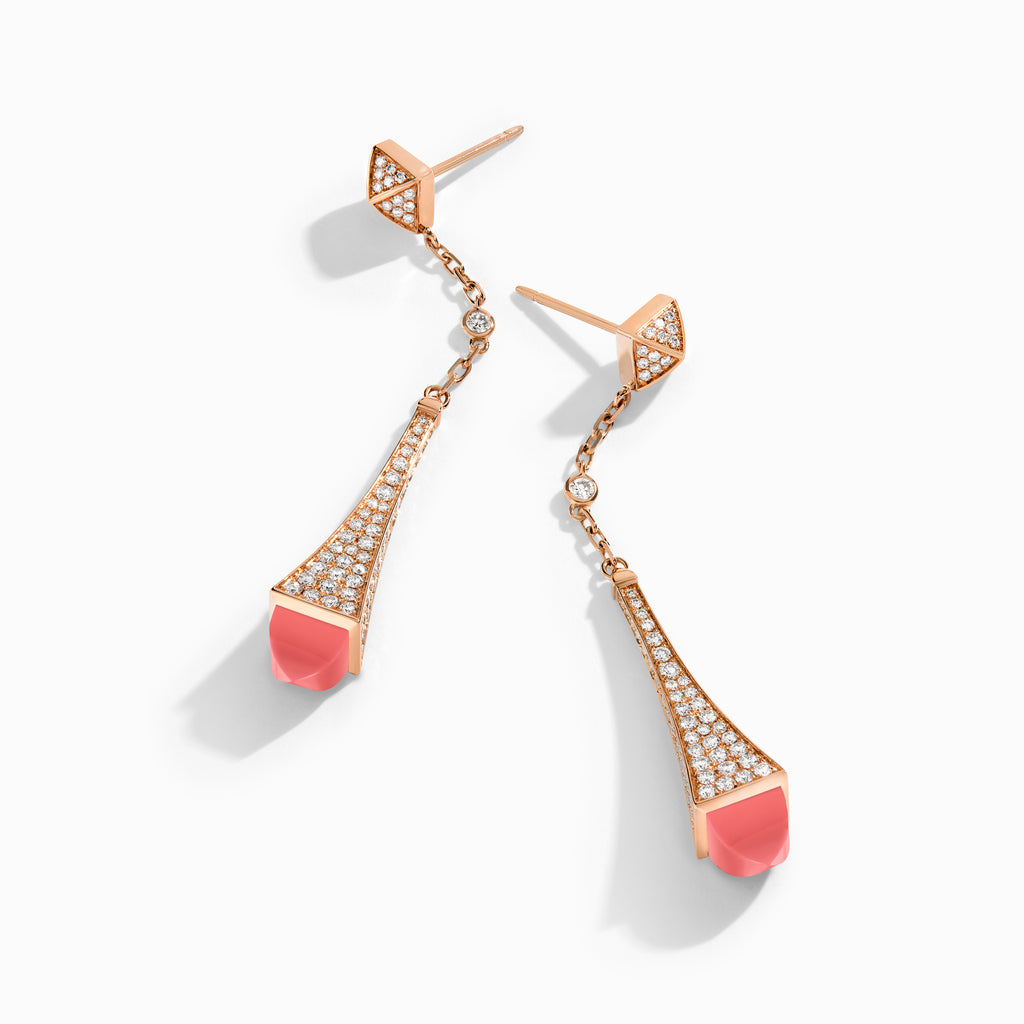 Cleo Diamond Teardrop Earrings Marli New York Rose Pink Coral 