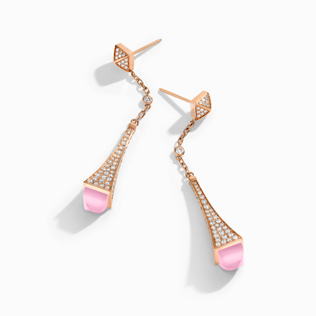 Cleo Diamond Teardrop Earrings Marli New York Rose Pink Quartzite 