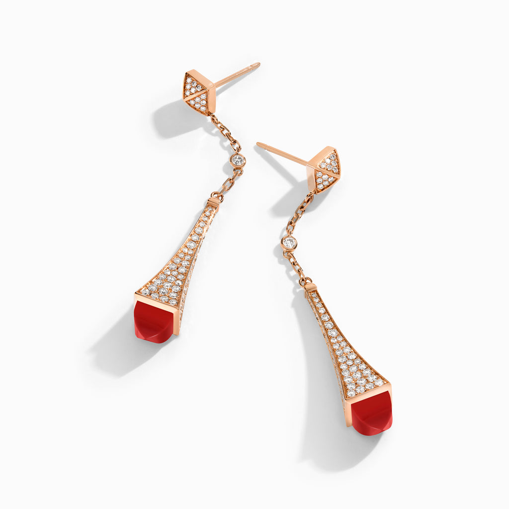Cleo Diamond Teardrop Earrings Marli New York Rose Red Coral 