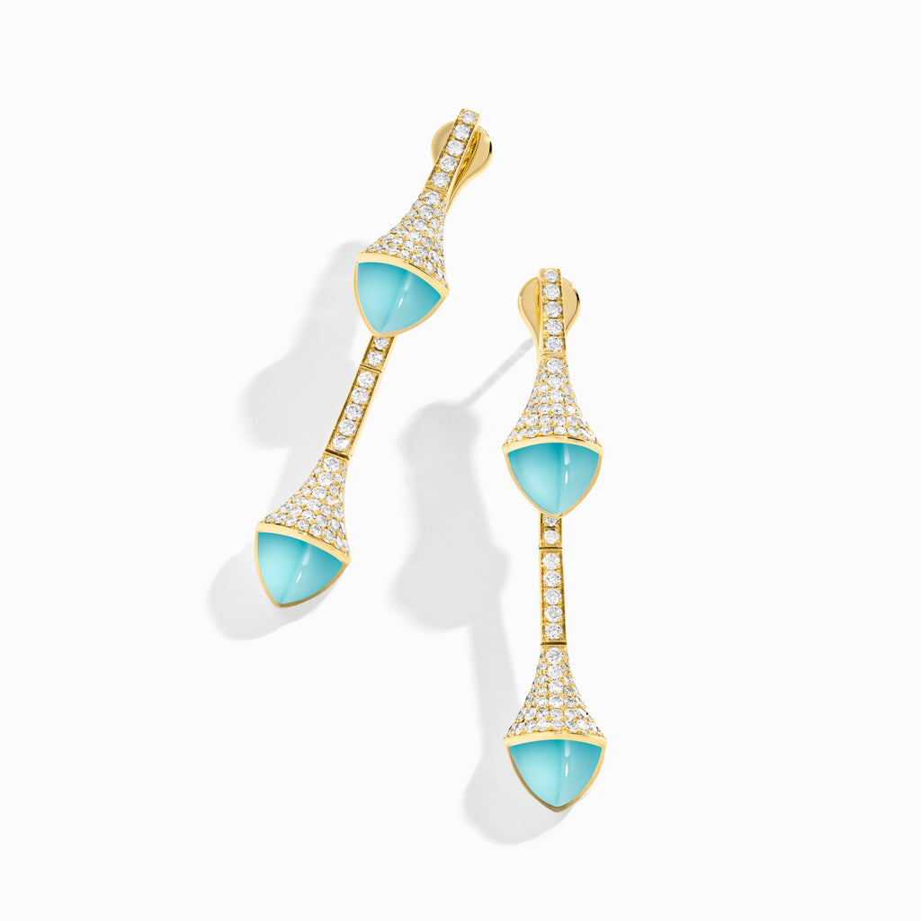 Cleo Diamond Drop Earrings Marli New York Yellow Sea Blue Chalcedony 