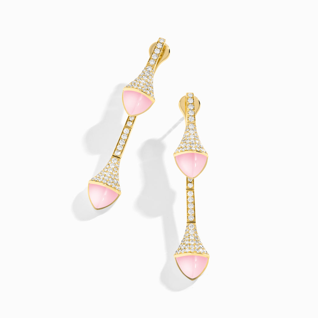 Cleo Diamond Drop Earrings Marli New York Yellow Pink Quartzite 