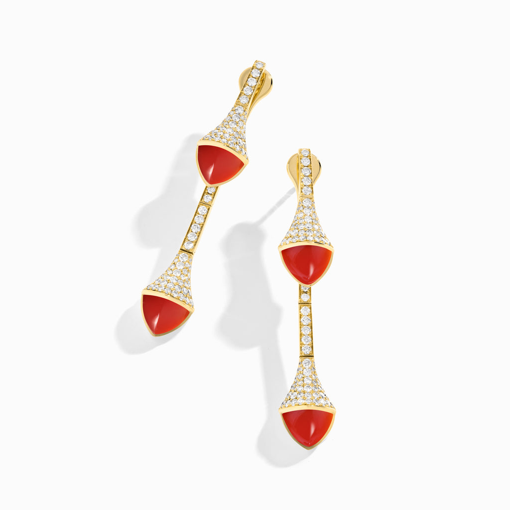 Cleo Diamond Drop Earrings Marli New York Yellow Red Agate 