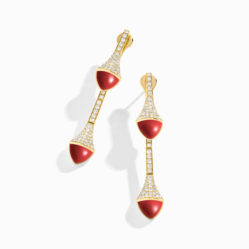 Cleo Diamond Drop Earrings Marli New York Yellow Red Coral 